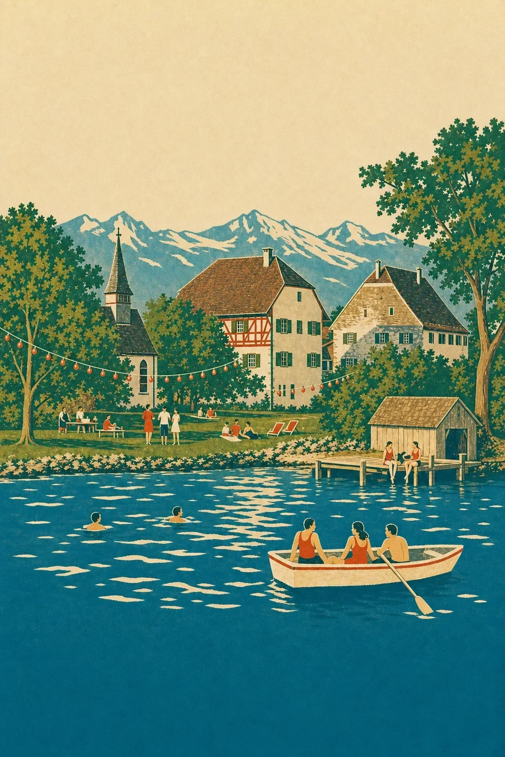 Das Ritterhaus Ürikon am Zürichsee im Sommerlicht.